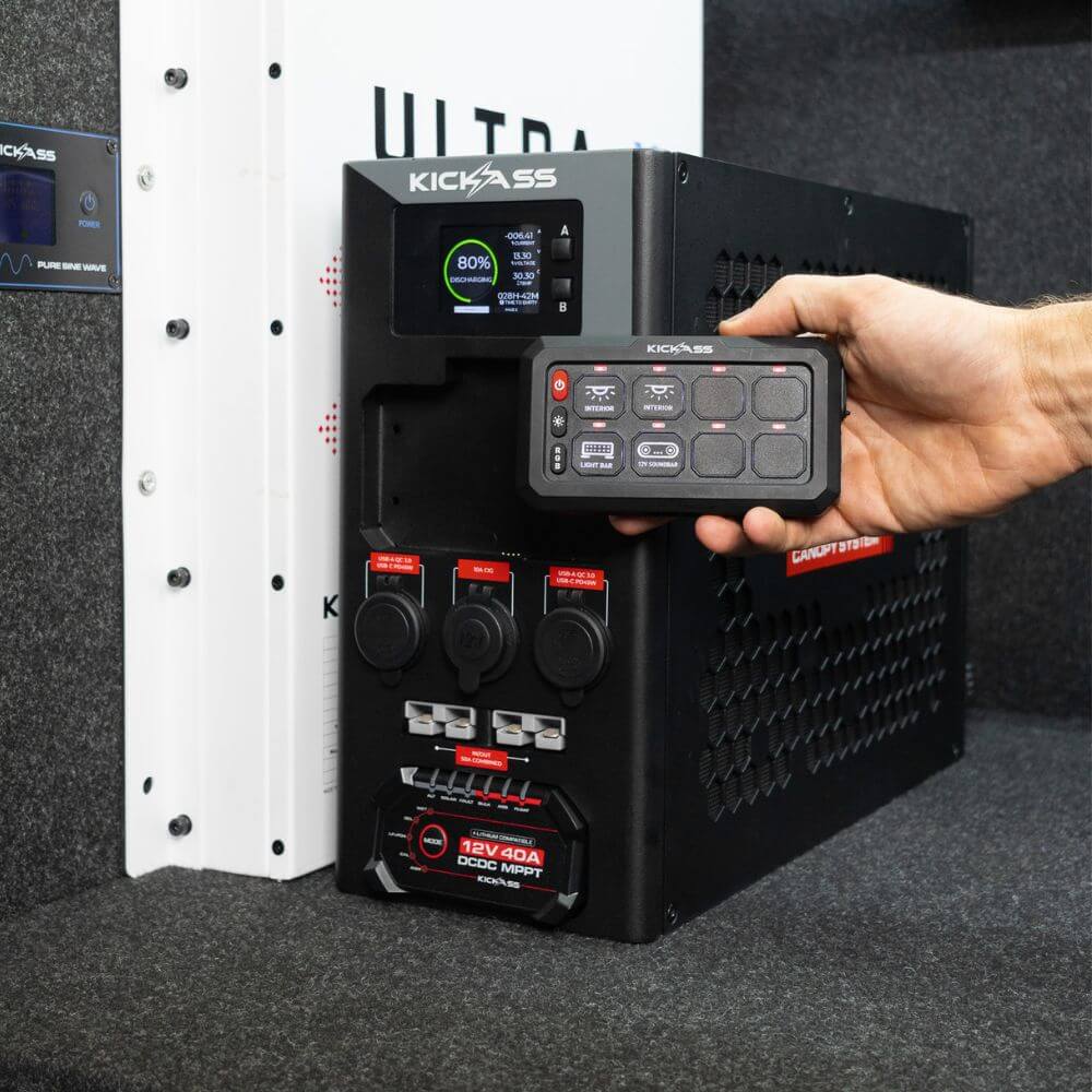 KickAss 12V Wireless Canopy Power System with 40A DCDC Charger + Integrated Bluetooth - 2