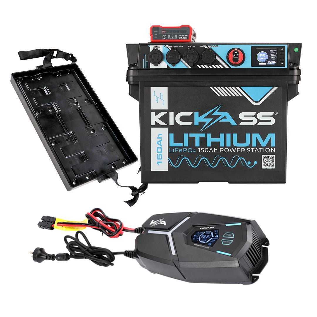 Kickass ah Lithium Power Station With a Dcdc Charger a Ac Charger Bundle