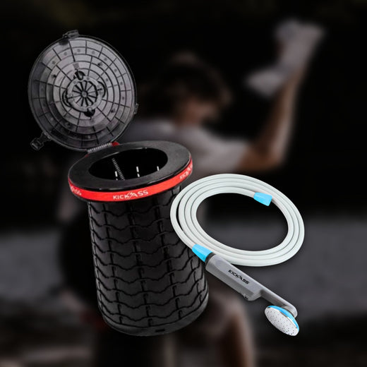 KickAss G'Day Bidet Bundle with Large Stool/Toilet/Bin & Portable 12V Camping Shower
