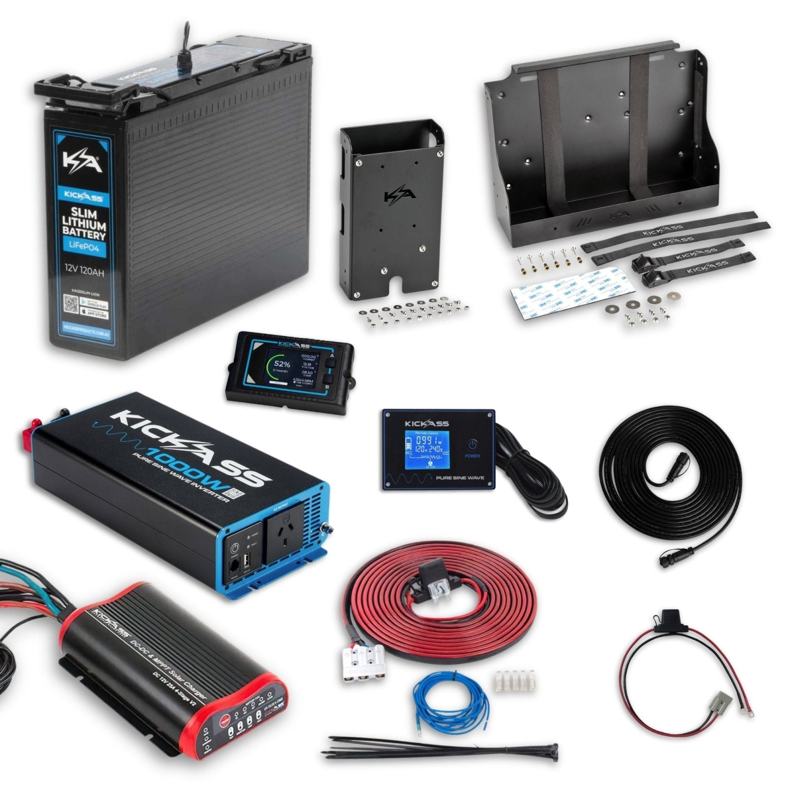 KickAss 120Ah Complete Slimline Lithium Dual Battery Kit