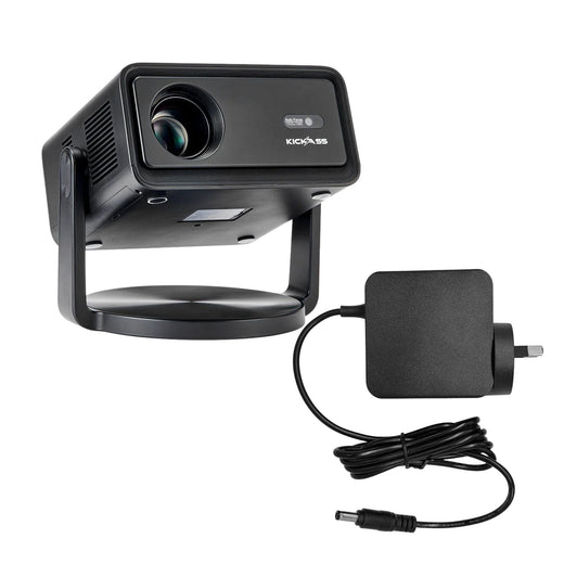 KickAss 12V FHD Outdoor Cinema Smart Projector + AC to DC Adapter Bundle