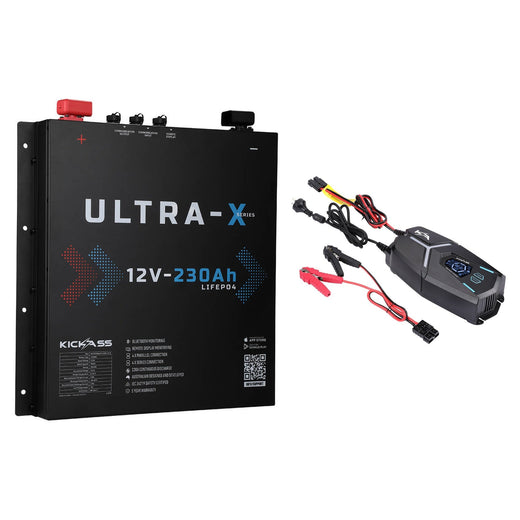 KickAss 230Ah Slimline Lithium Battery Bundle with 32A Smart Charger