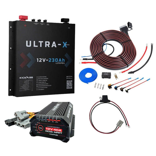 KickAss 230Ah Slimline Lithium Dual Battery Kit with 40A DCDC Charger and Wiring Kit