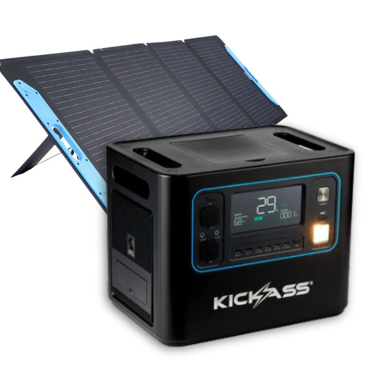 KickAss KickCharge 2400W Power Station + 120Wh Solar Generator Kit