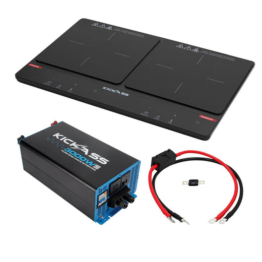 KickAss 3000W Pure Sine Wave Inverter Bundle with Portable Induction Cooktop and Wiring Kit
