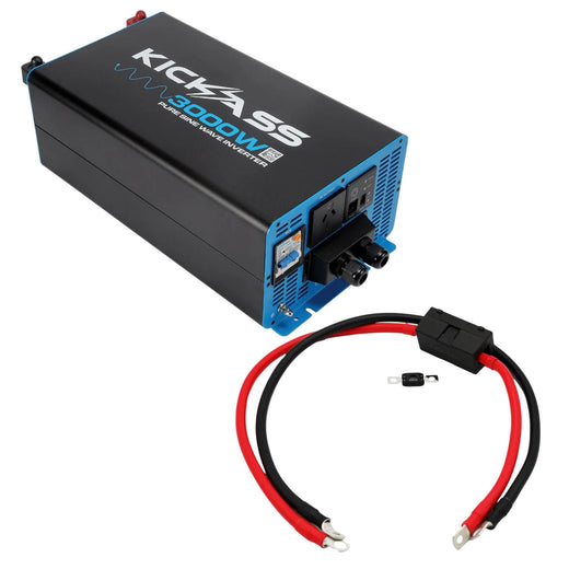 KickAss 3000W Pure Sine Wave Inverter + Premium Wiring Kit Bundle