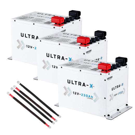 KickAss Triple Smart 12V 230Ah Ultra-X Lithium Compact Battery Bundle with Linking Cables - Arctic White, 690Ah Total Capacity