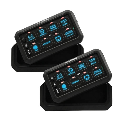 KickAss 8 Gang Wireless Switch Panel MKII + Second Control Panel with Magnetic Charging Cradle Bundle