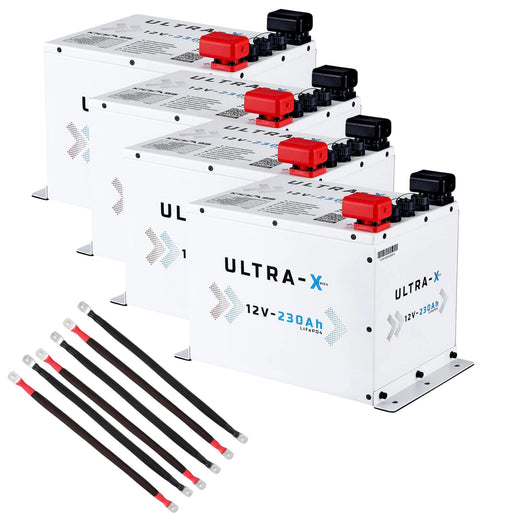 KickAss Four Smart 12V 230Ah Ultra-X Lithium Compact Battery Bundle with Linking Cables - Arctic White, 920Ah Total Capacity