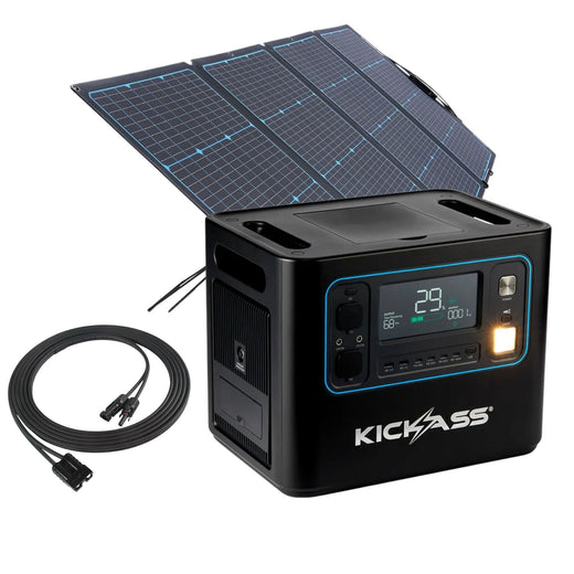 KickAss KickCharge 2400W Power Station + 240Wh Solar Generator Kit