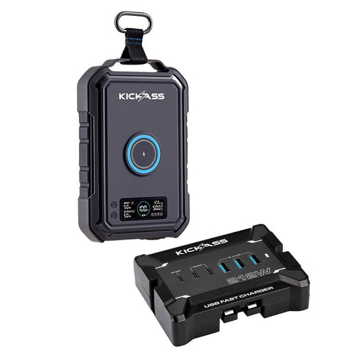 KickAss KickCharge Compact Portable Power Pack + 12V Anderson To USB Fast Charger Bundle