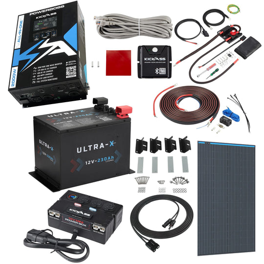 KickAss ProductsKickAss PowerBoss 2000W Off - Grid System with 230Ah Battery, Bluetooth, Alternator Wiring Kit & Power AccessoriesKAPBCANOPYCOMPST