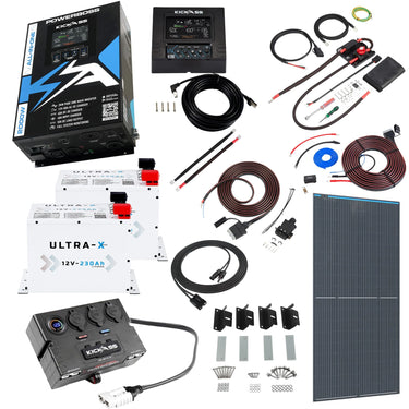 KickAss ProductsKickAss PowerBoss 2000W Off - Grid System with 8m DCDC Wiring, 250W Solar, 460Ah Arctic White Batteries & Power Hub – Ideal for CaravansKAPBCARAVANCOMPWH