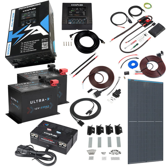 KickAss ProductsKickAss PowerBoss 2000W Off - Grid System with 8m DCDC Wiring, 250W Solar, 460Ah Batteries & Power Hub – Ideal for CaravansKAPBCARAVANCOMP