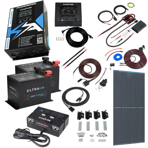 KickAss PowerBoss 2000W Off-Grid System with 8m DCDC Wiring, 250W Solar, 460Ah Batteries & Power Hub - Ideal for Caravans