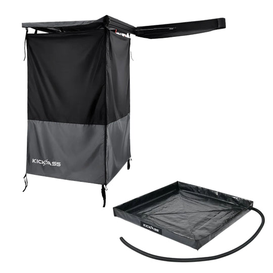 KickAss ProductsKickAss Premium Left Side Shower Awning + Base BundleKASHWLTAWNBSE01