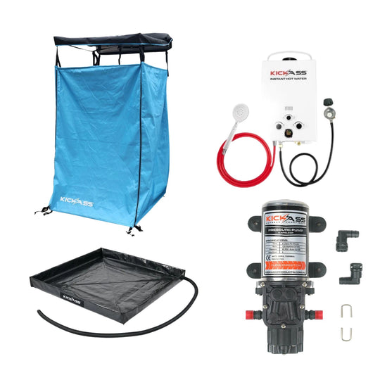 KickAss ProductsKickAss Premium Shower Awning Complete Kit - BlueKAPREMBLSHOWERCOMPKIT