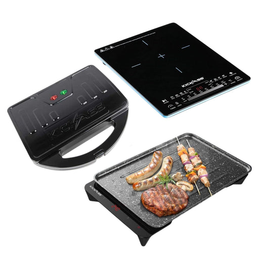 KickAss Camp Kitchen Bundle with Induction Cooktop, Electric BBQ & Jaffle Maker