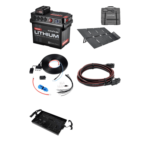 KickAss Smart 125Ah Lithium Battery Box Power Station Bundle with 200W Solar Blanket, Wiring Kit & Extension Lead