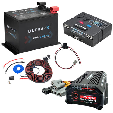 KickAss ProductsKickAss Smart 12V 230Ah Ultra - X Compact Lithium Complete Dual Battery Kit with Control Box, 40A DCDC Charger & WiringKASMART230UXCOMPDBK
