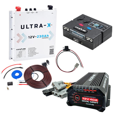 KickAss ProductsKickAss Smart 12V 230Ah Ultra - X Slimline Arctic White Lithium Complete Dual Battery Kit with Control Box, 40A DCDC Charger & WiringKASMART230UXSLAWCOMPDBK