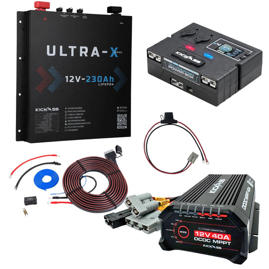 KickAss ProductsKickAss Smart 12V 230Ah Ultra - X Slimline Lithium Complete Dual Battery Kit with Control Box, 40A DCDC Charger & WiringKASMART230UXSLCOMPDBK