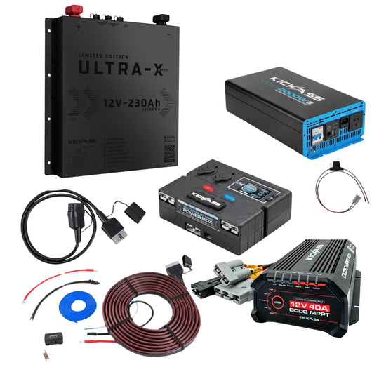 KickAss ProductsKickAss Smart Ultra - X 12V 230Ah Slimline Black Limited Edition Lithium Complete Dual Battery Kit with 2000W Inverter, 40A DCDC Charger, Control Box and WiringKAULTRAX230SLIMLIONDBKITBL