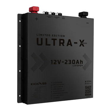 KickAss ProductsKickAss Ultra - X 230Ah 12V Deep Cycle Lithium Battery - Slimline BLACK EDITIONKA12230SLIMX - LION - BB