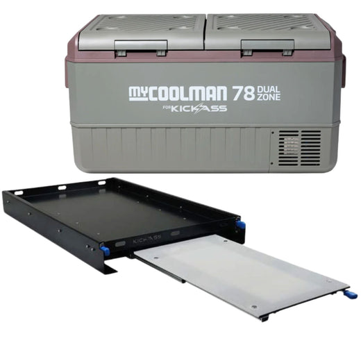 MyCoolman 78L Dual Zone Fridge + KickAss Fridge Slide Bundle