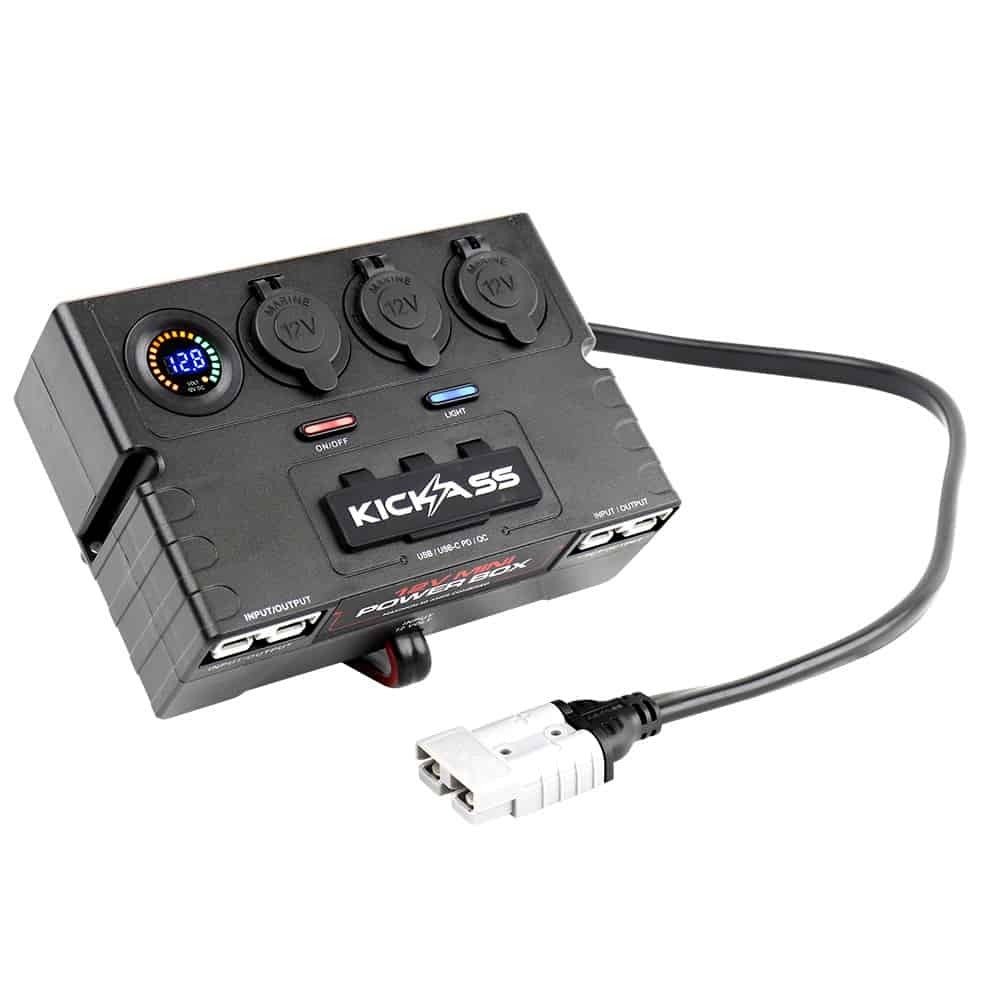 KickAss 12V Mini Power Box - 2 x Anderson, 6 x USB & 3 x Cig Sockets