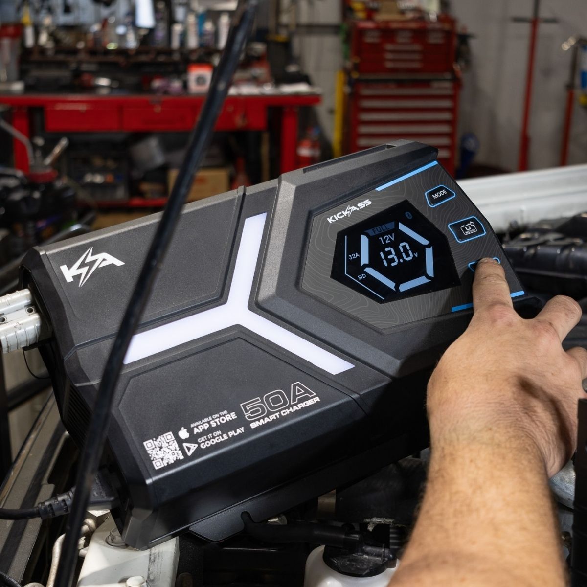 KickAss Flexicharge 12V 50A ACDC Smart Battery Charger For Lead Acid, AGM & Lithium Batteries + Integrated Bluetooth - 4