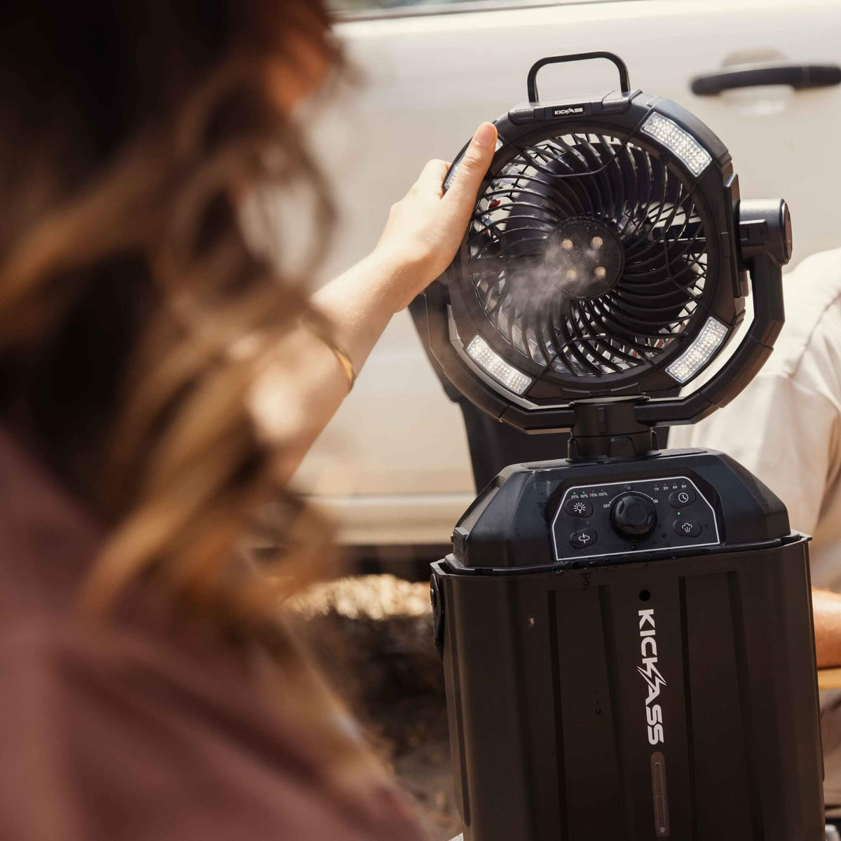 KickAss Portable 20,000mAh Misting Fan with LED & Power Bank for Camping - 2
