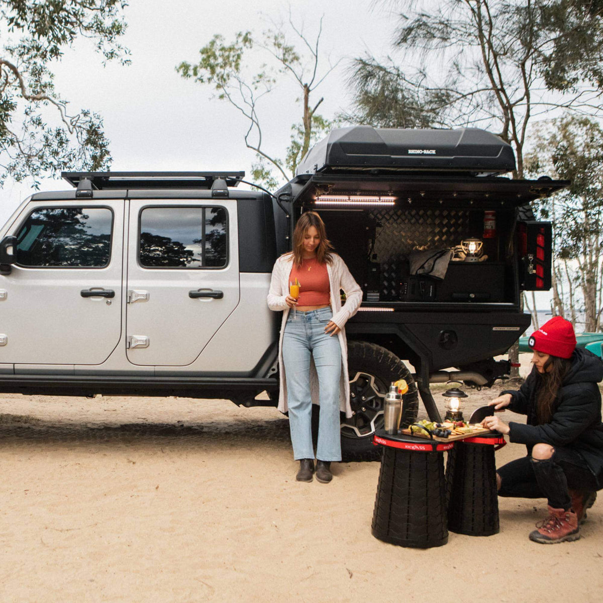 KickAss Large Portable Outdoor Pop Up Stool/Bin with Lid - 3