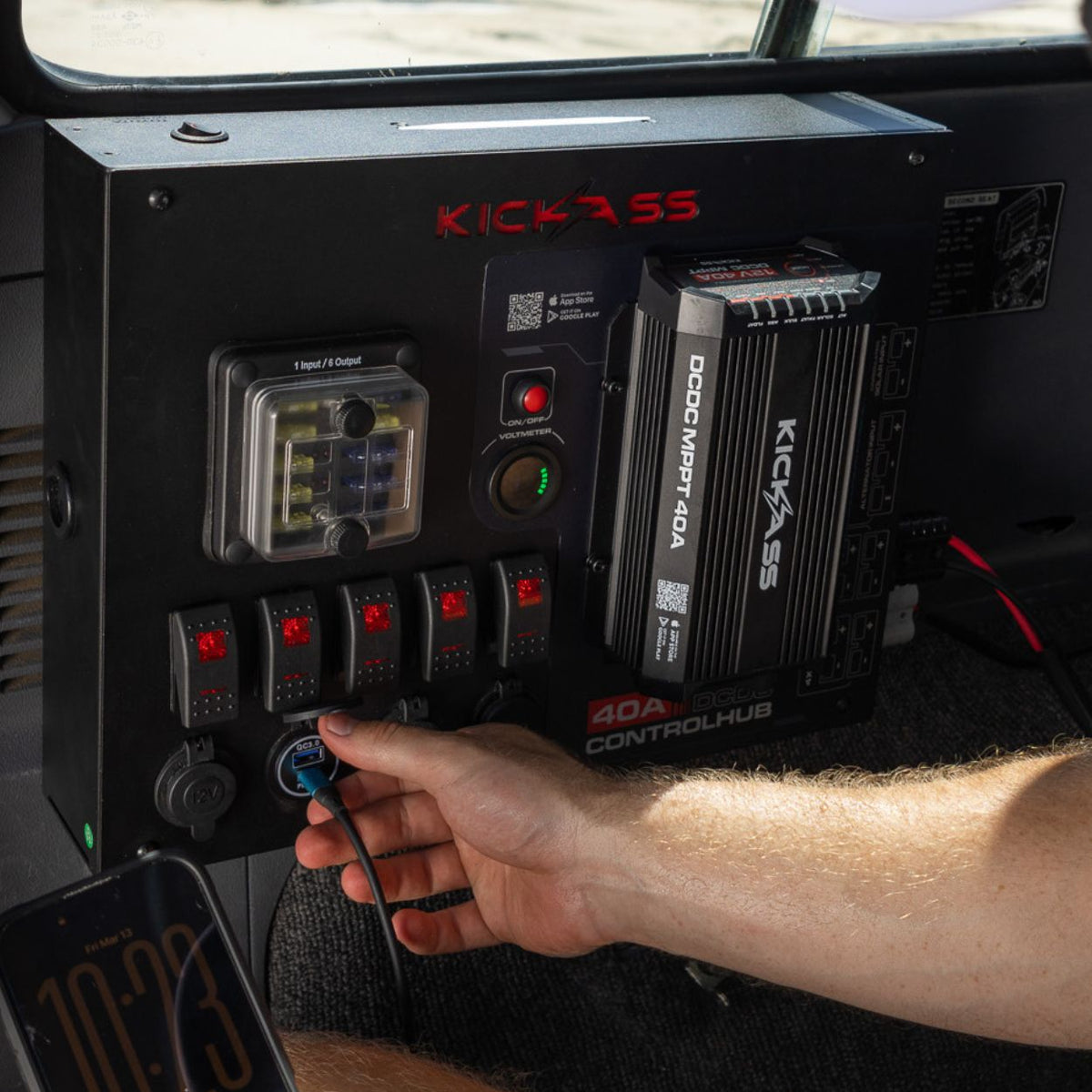 KickAss 12V Control Hub / Panel with Smart 40A DCDC Charger + Integrated Bluetooth - 3