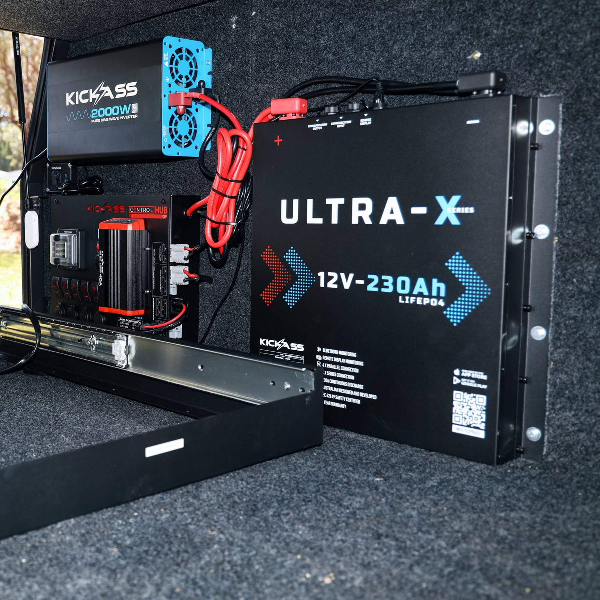 KickAss Smart 12V 230Ah Ultra-X Lithium Slimline Deep Cycle Battery LiFePO4 - 5