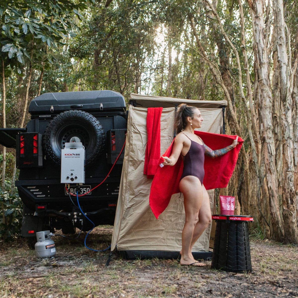 KickAss Large Portable Outdoor Pop Up Stool/Bin with Lid - 5