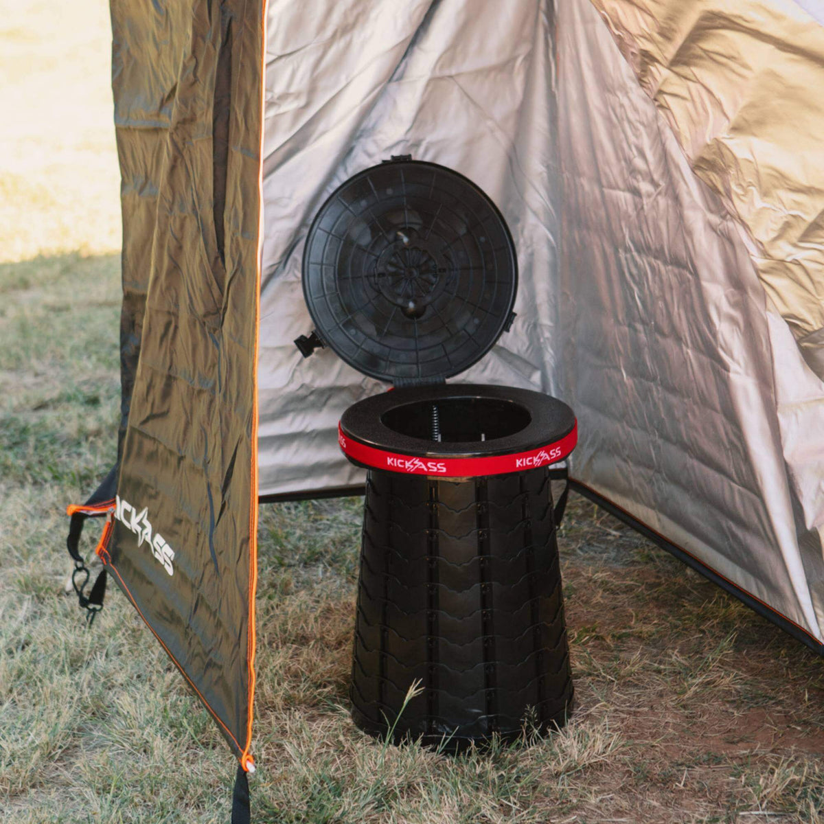 KickAss Large Portable Outdoor Pop Up Stool/Bin with Lid - 6
