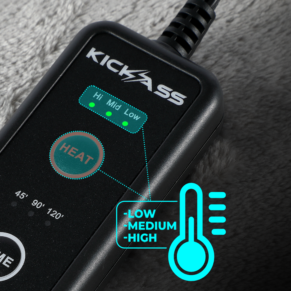 3 heat settings – low, medium or high 