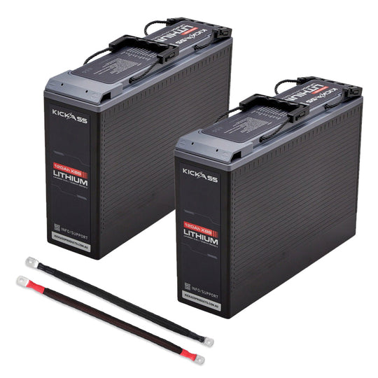 KickAss Twin 12V 120Ah Slimline Lithium Bundle with Linking Cables - 240Ah Total Capacity