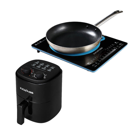 KickAss 12V 3L Portable Air Fryer + QuickFire Induction Cooktop Bundle