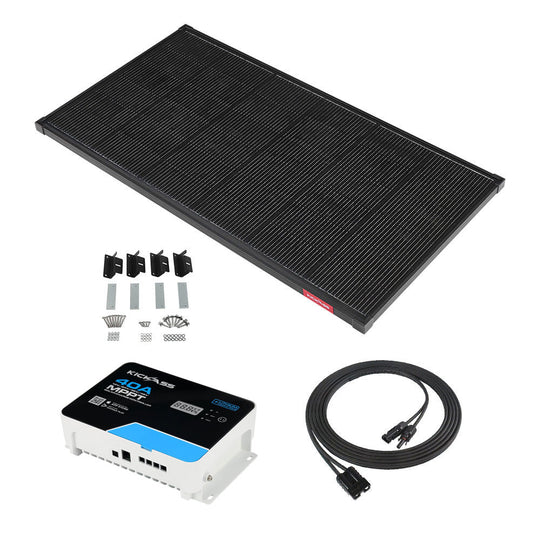 KickAss 12V 250W TOPCon+ Fixed Solar Panel Bundle with MPPT Controller, Extension Cable & Mounting Kit - 250W Total Capacity