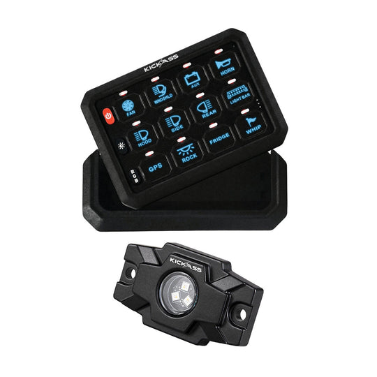 KickAss Outback RGB Rock Lights + 12 Gang Wireless Switch Panel Bundle