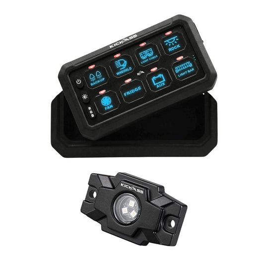 KickAss Outback RGB Rock Lights + 8 Gang Wireless Switch Panel Bundle