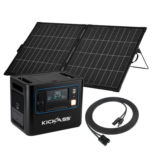 KickAss KickCharge 2400 Solar Generator Kit + 12V 200W Portable Solar Panel