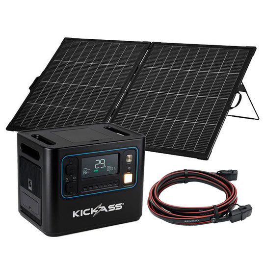 KickAss KickCharge 2400 Solar Generator Kit + 12V 200W Portable Solar Panel