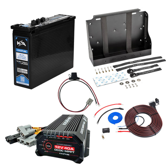 KickAss Smart 12V 120Ah Lithium Slimline Dual Battery Kit with 40A DCDC Charger, Tray & Wiring