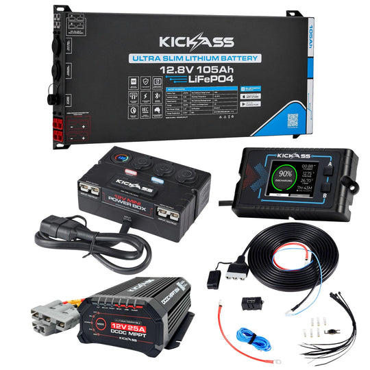 KickAss Ultra Slim 105AH Lithium Battery Value Bundle