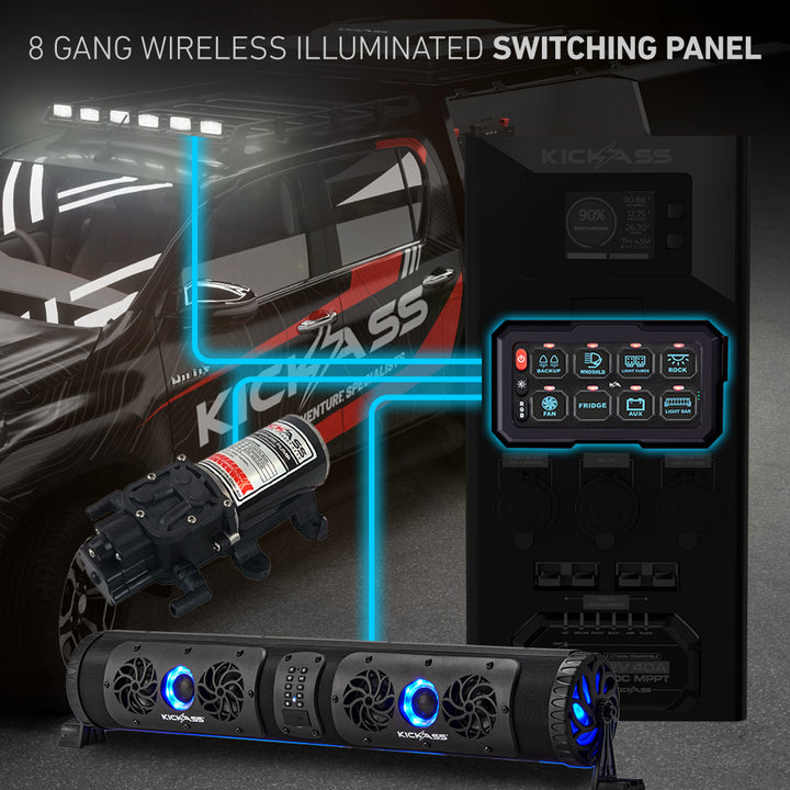 8 Gang Wireless Illuminated Switching Panel 