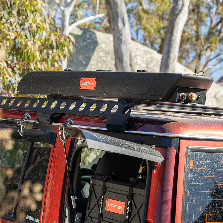 Mounts To Your Roof Rack Via A Quick-Release Locking System 