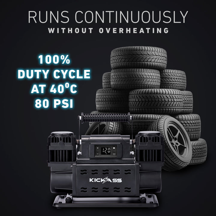 100% Duty Cycle at 40⁰C, 80 PSI – Runs Continuously Without Overheating 